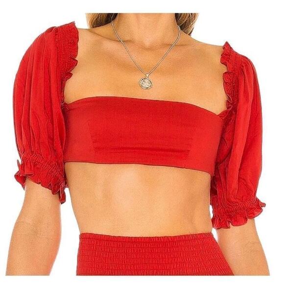WeWoreWhat‎ Womens Y2K Solid Obe Ruby Coco Crop Top Blouse Medium New - Picture 16 of 16